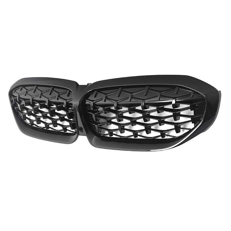 SNA G20 Grill, Diamond Front Kidney Grille for 2019-2022 BMW 3 Series G20 (ABS Gloss Black Grill) - Image 3